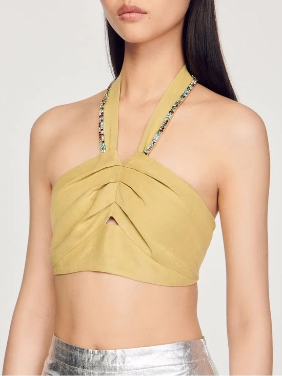 Dresses & Skirts - Olive Green Halter Crop Top & Skirt Set - Women Skirt size 4